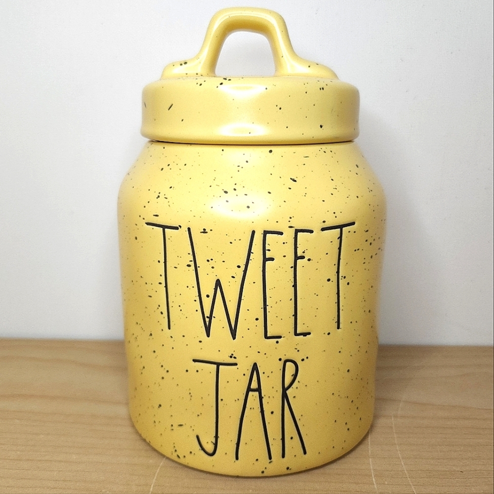 🆕️ Rae Dunn Yellow Speckled Tweet Jar Canister
